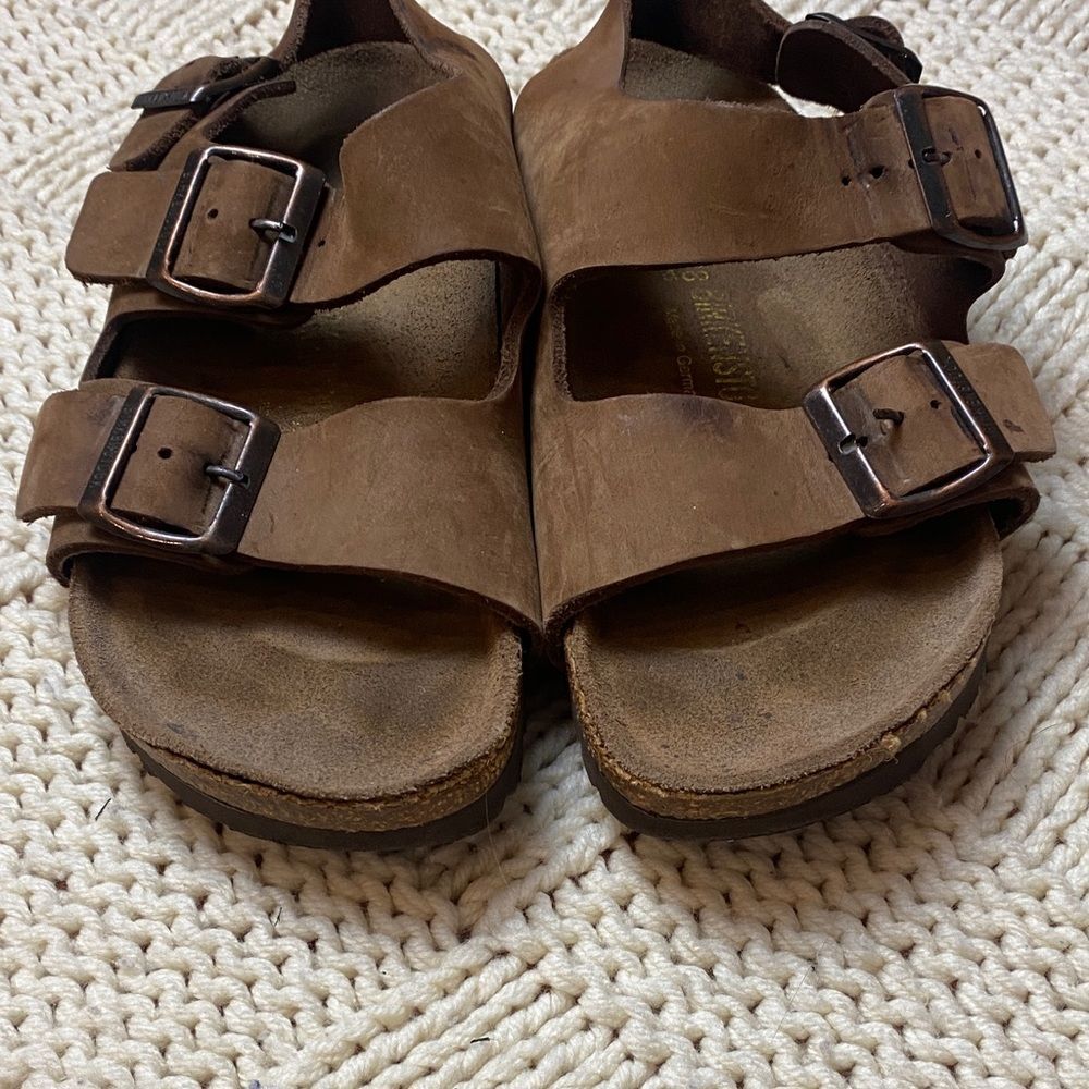 Birkenstock Milano Sandals Heel Strap Brown Size 7 (38) - Picture 3 of 10